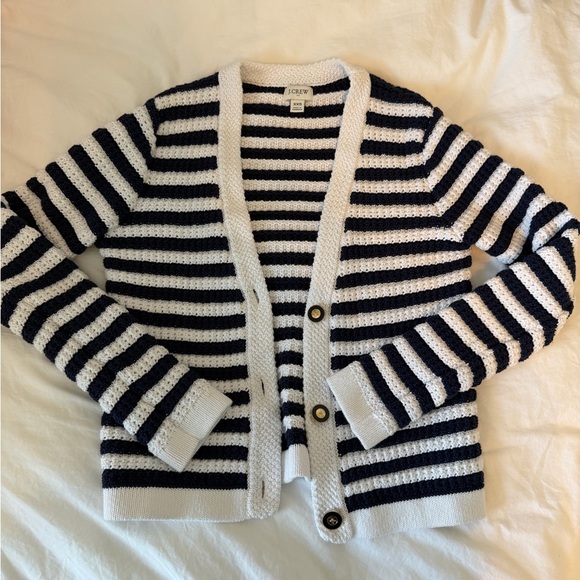 J. Crew Sweaters - J. Crew Navy and White Striped Cardigan